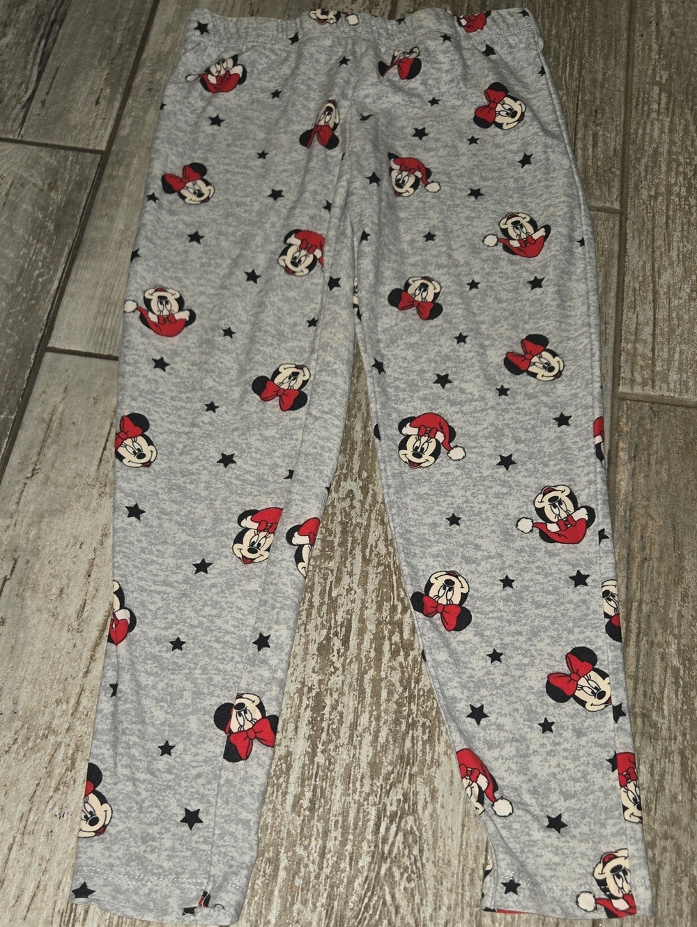 Disney Grey Minnie Mouse Pajama Bottoms with Red Accents